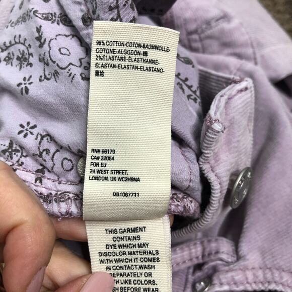 We The Free Sun Chaser Button Fly High Waist Lavender Cords 26 - Picture 11 of 11